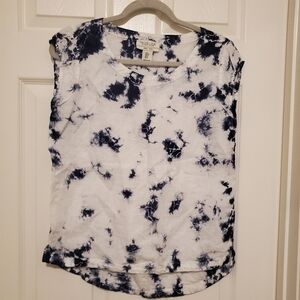 Rachel Zoe Hi Low Tie Dye Linen Cap Sleeve Blouse Women's Small